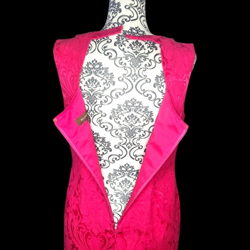 MELANIE LYNE Pink Damask Print Sleeveless Dress - 8 - Picture 6 of 7